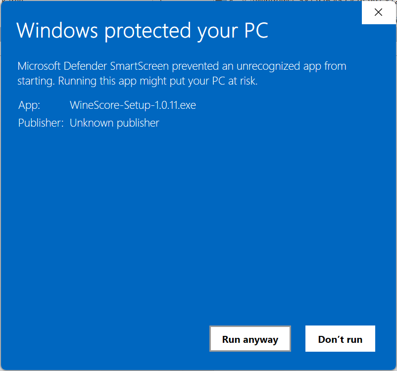Windows SmartScreen – tlačítko Přesto spustit